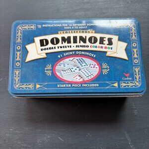 Cardinal Double Twelve 91 Jumbo Color Dominoes in a collector's tin RARE 1998